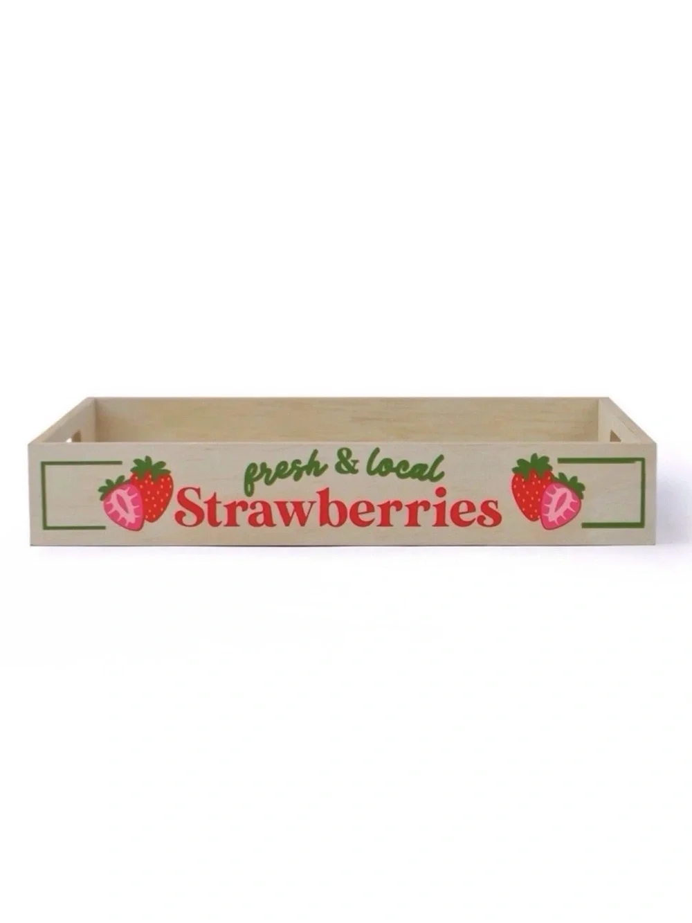 Target Bullseye Fresh & Local Strawberries Wooden Decorative Tray Kitchen Decor
